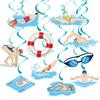 Swimming Themed Summer Birthday Party Activity Decoration Spiral Pendant