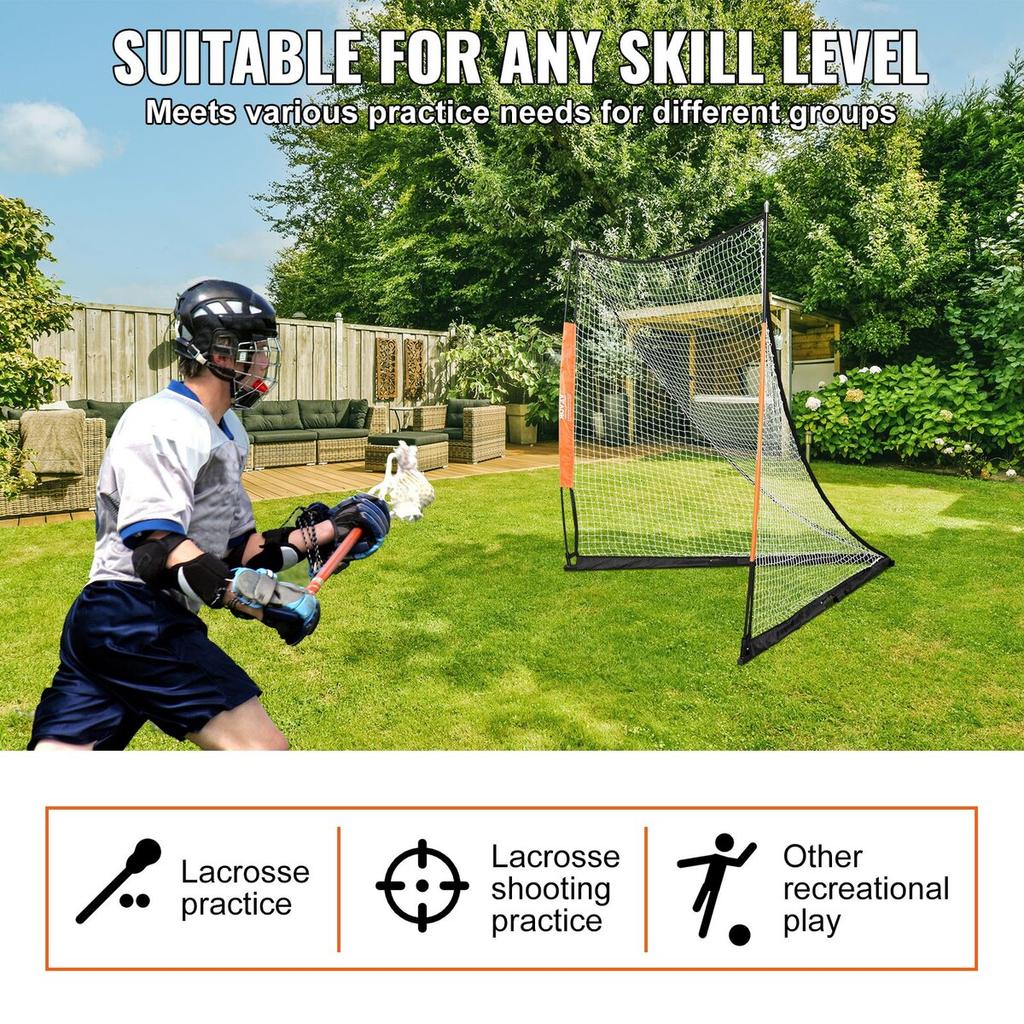 Lacrosse Goal, 6' X 6' Lacrosse Net, Portable Lacrosse Goal with Carry Bag, Fiberglass Rod Backyard Lacrosse Training Equipment, Easy Setup Collegiate