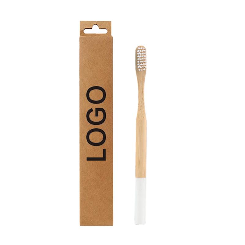 Ready Stock and Customization Eco Biodegradable Kraft Euro Slot Box Color Painted Round Handle Adult Soft Bamboo Toothbrush