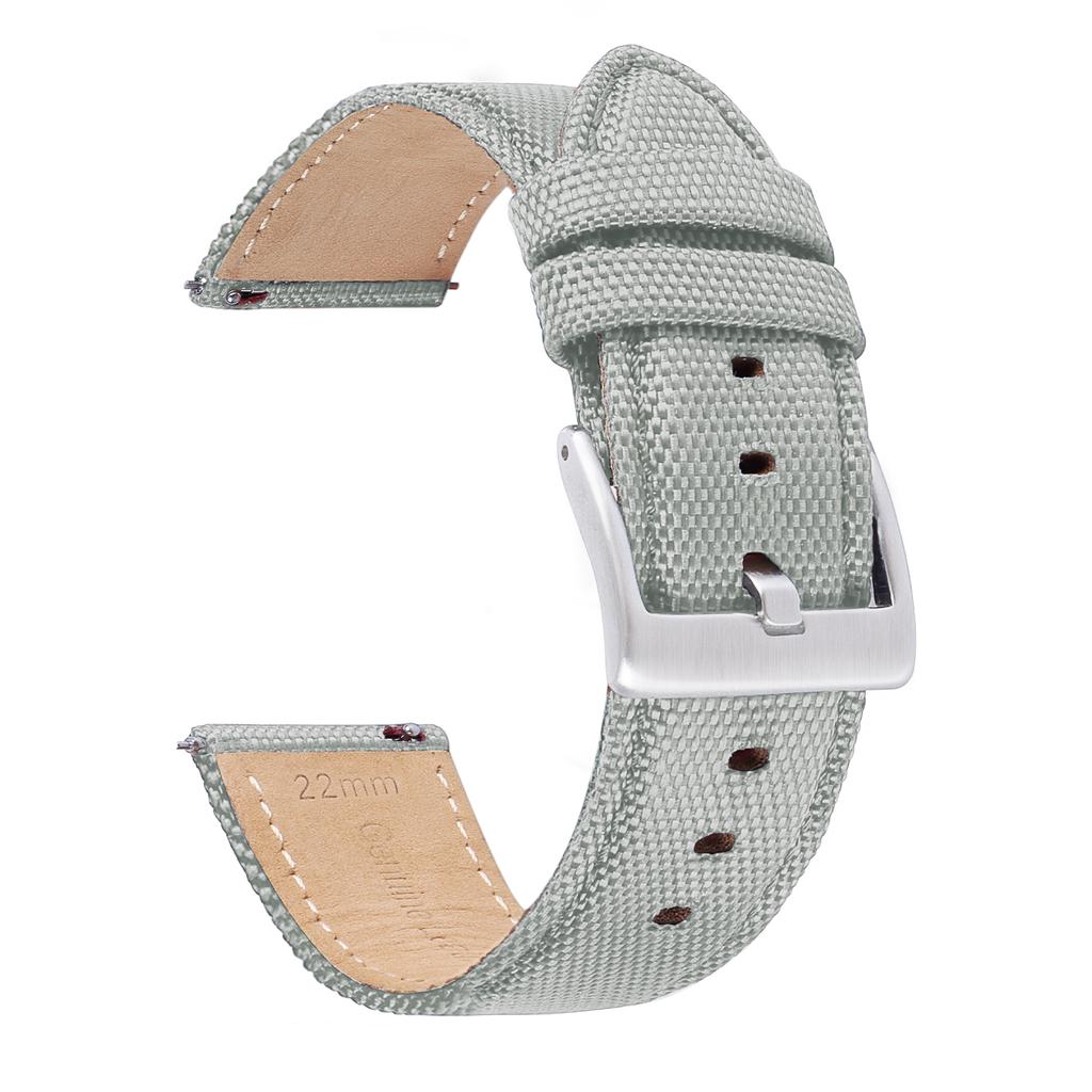Genuine Leather Nylon Watch Band 20mm 22mm Quick Release Watch Strap for Military Rugged Thickened Ribbed Canvas Watchband Belt