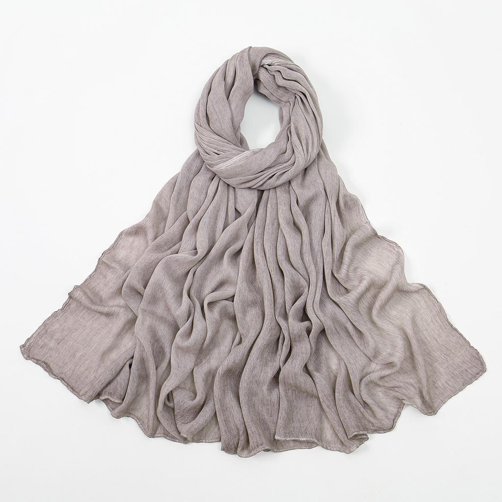 New Muslim Woman Solid Hijabs Scarf Ramadan Soft Rayon Cotton Wrinkle Shawl Islam Turban Ramadan Headband Foulard 180*80Cm