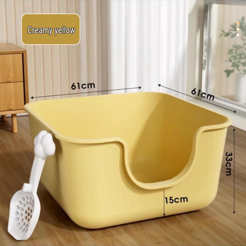 

Jumbo Open Semi-Enclosed Cat Litter Box: Anti-Splash Tray for Maine Coon Extra Large 61*61*33