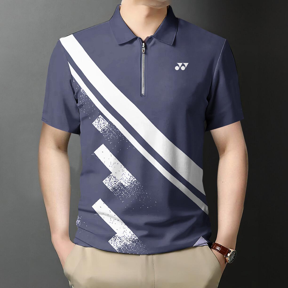 

Спортивная рубашка-поло Yonex на молнии, повседневная рубашка с короткими рукавами, свободная и дышащая одежда-поло M