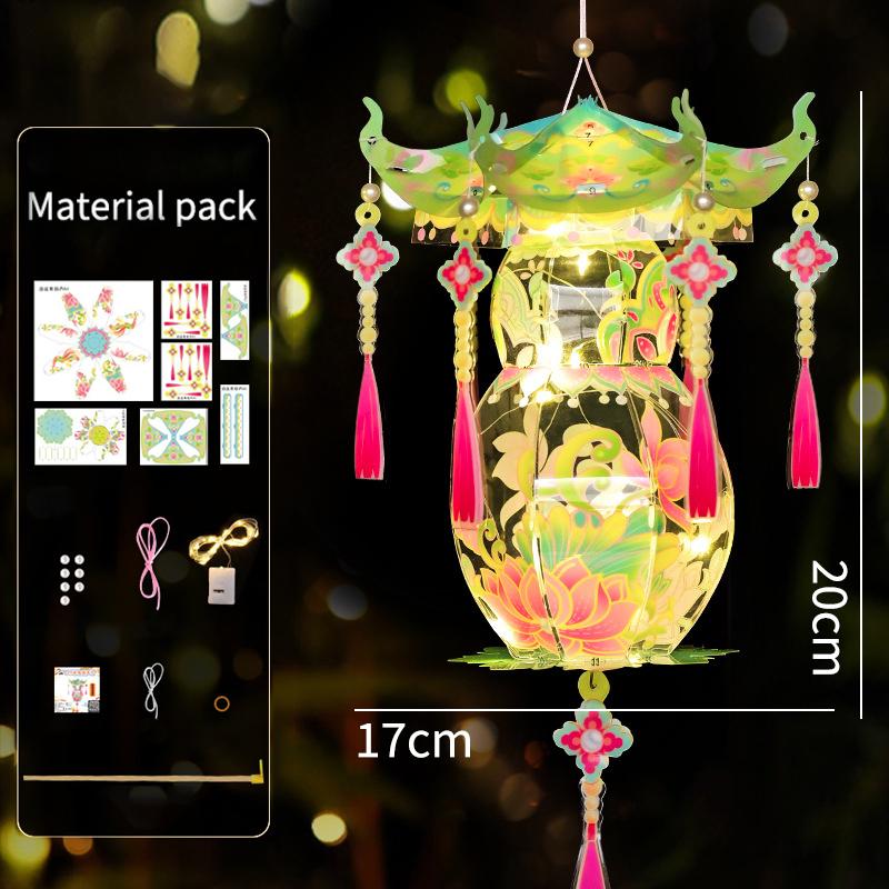 Mid Autumn Festival Lantern Palace Shape DIY Lantern Handmade Luminous Lamp Holiday Hanging Light Decor Birthday Gift Lanterns