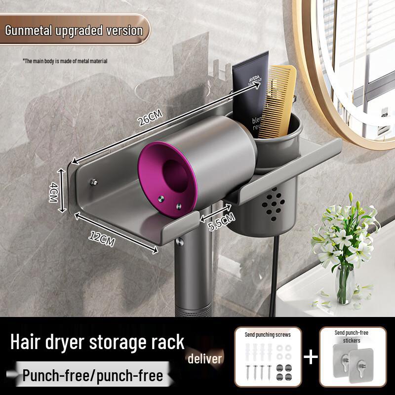 Wutuo Wall-Mounted Hair Dryer Organizer