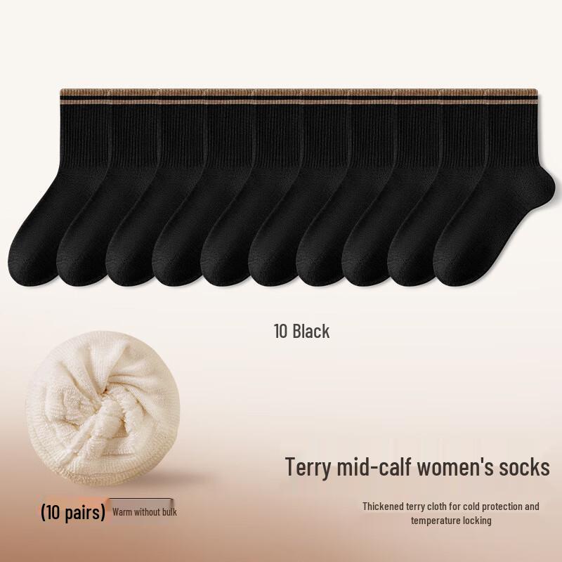 Yalu Women s Cotton Terry Mid-Calf Socks Standard