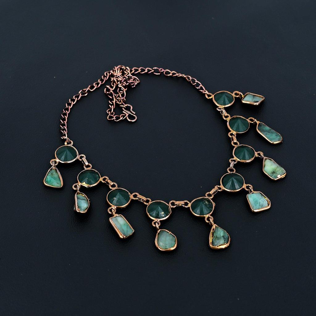 Emerald Necklace, Copper Electroformed Necklace Gemstone Jewelry, Handmade Necklace Amazing Jewelry, Gift For Her