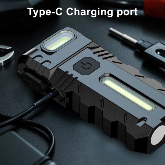 1/2/3Pcs 180 Degrees Rotating Head Flashlight Magnetic Dual Beam LED Work Light USB Rechargeable Pocket-Size Outdoor Camping EDC Lamp