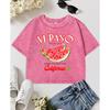 Verano California Summer Watermelon Printing Washed T Shirts Women Y2K Cotton Top Crewneck T-Shirt Summer Sports T-Shirt