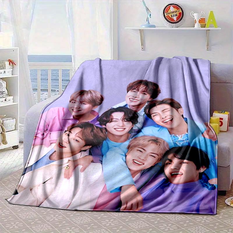 K-pop music group Blanket Flannel Blanket for bed, sofa, Camping, Hiking, Picnic Essentials, gift for family Fan gifts