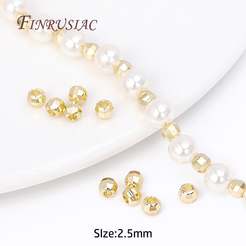 

2.5/4mm Round Mirror Spacer Beads 18K Gold Plated Diamond-Cut Metal Beads For DIY Jewelry Supplies, Bulk Jewellery Making Beads 50 PCS