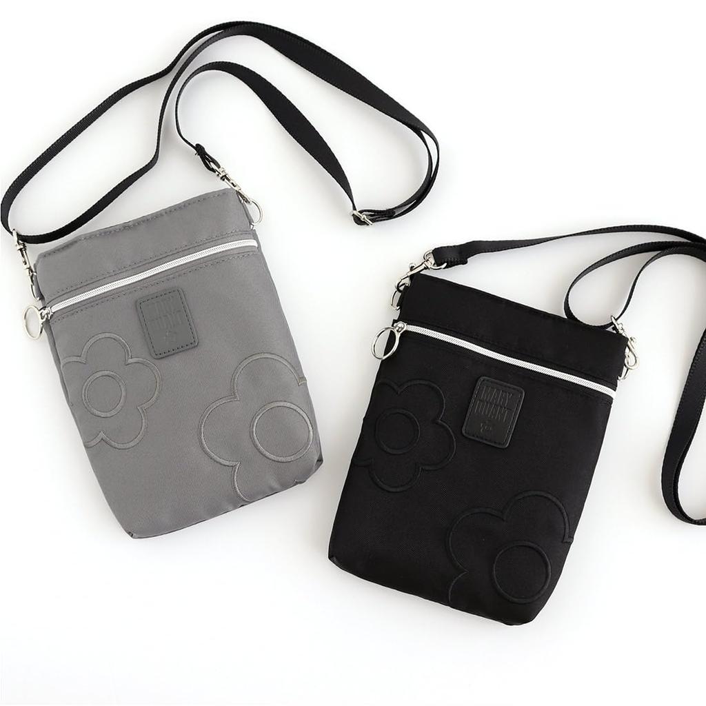 MARY QUANT Shoulder Pouch Smartphone Shoulder Pocket Plus 19cm x 13cm x (Black) Pouch, (Approx. 2cm) 000846-0001-02