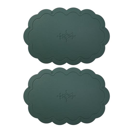 2 Pcs Leather Placemats with Embossment Design No-Slip Heat Resistant Table Mats