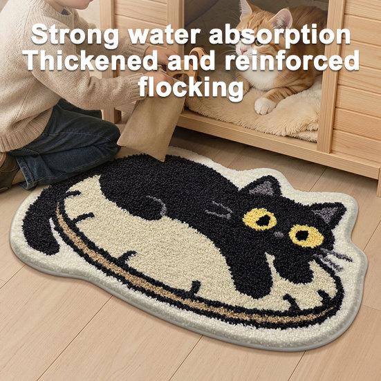Tappeto da Bagno Peluche, Tappetino Antiscivolo Assorbente Soffice, Carino Tappetino Gatto Nero per Ingresso Camera da Letto Soggiorno