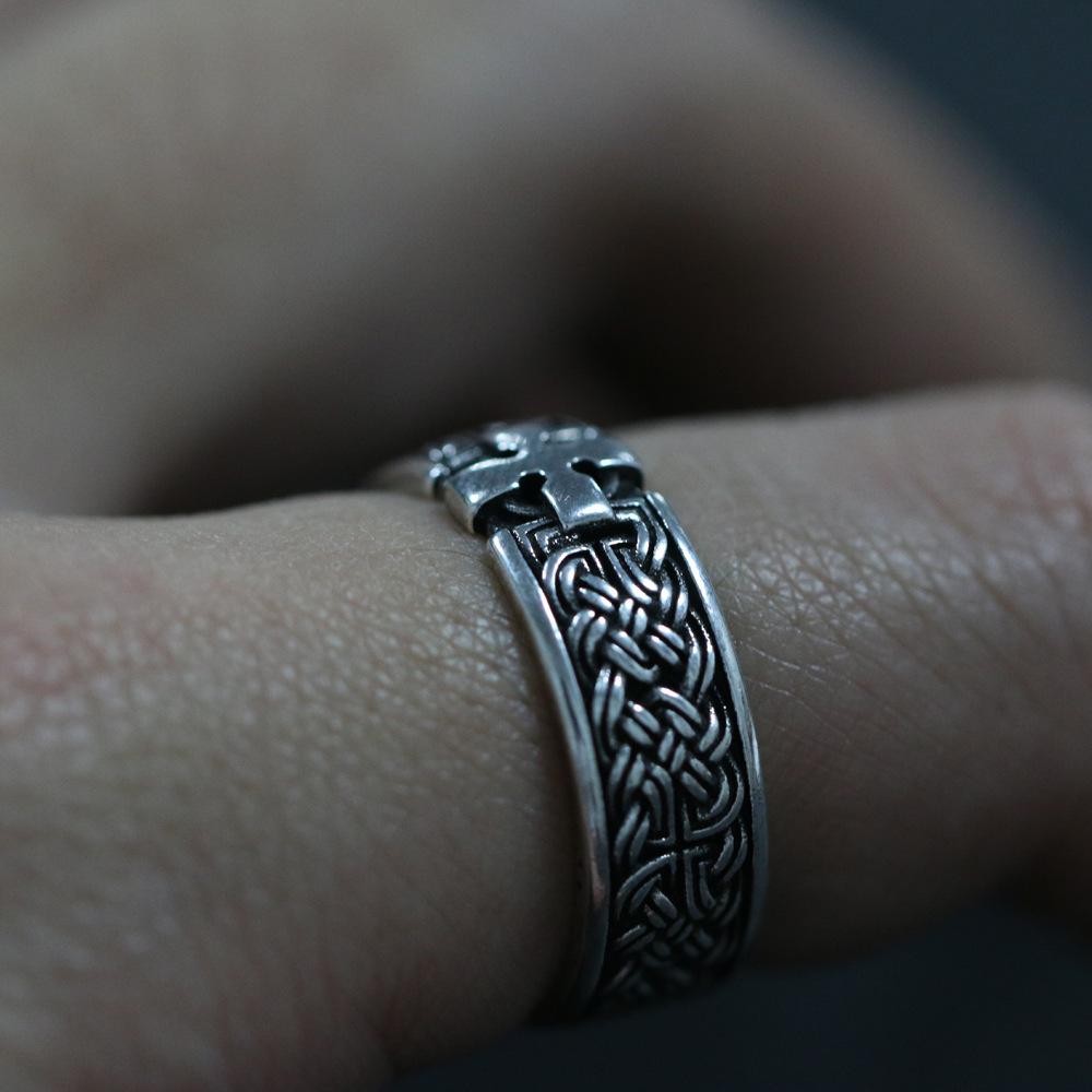 Cross Ring Men's Trendy Retro Open Adjustable Ring
