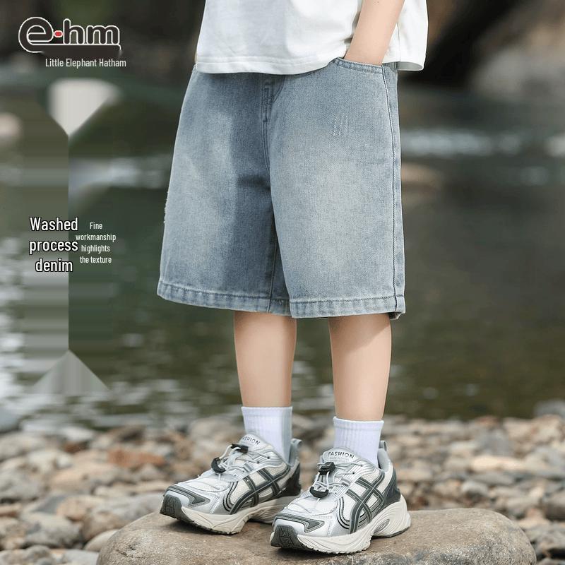 Little Elephant Hamm Boy's Summer Mid-Length Denim Shorts