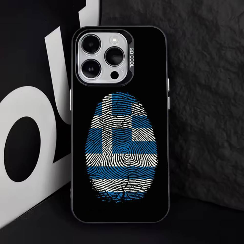 

Greek Greece Flag Map Phone Case For iPhone 11,12,13,14,15,16,17,Pro,Max,Plus,E,Air,Mini IMD Matte Black iPhone17Promax