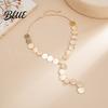 Tank Top Necklace Chunky Y Necklace Metal Discs Choker Textured