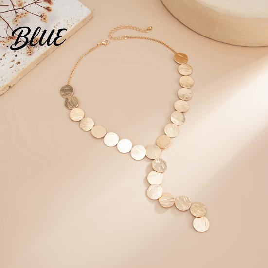 Tank Top Necklace Chunky Y Necklace Metal Discs Choker Textured
