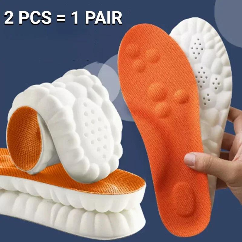 1Pair Super Soft Sports Insole for Feet 4D Massage Shoes Insoles Running Sneakers Shoe Sole Arch Support Orthopedic Inserts
