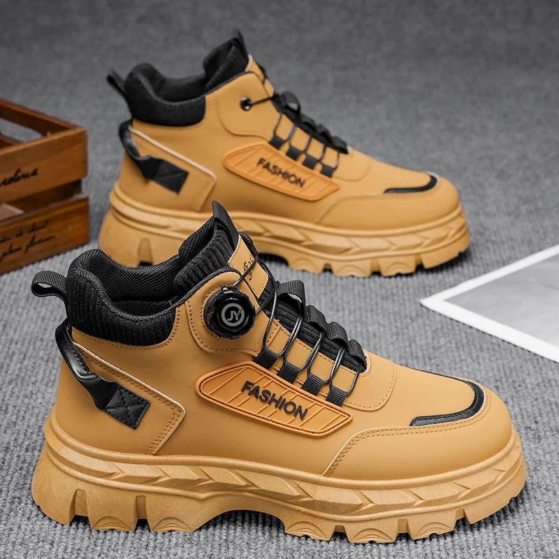 Projektant 2025 Nowe Buty Męskie Buty Codzienne Zimowe Gruba Podeszwa Skórzane Chelsea Kowbojskie Outdoorowe Do Pracy Do Kostki Sportowe