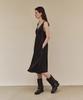 LEUNI Emma Satin Shirred Dress - Black