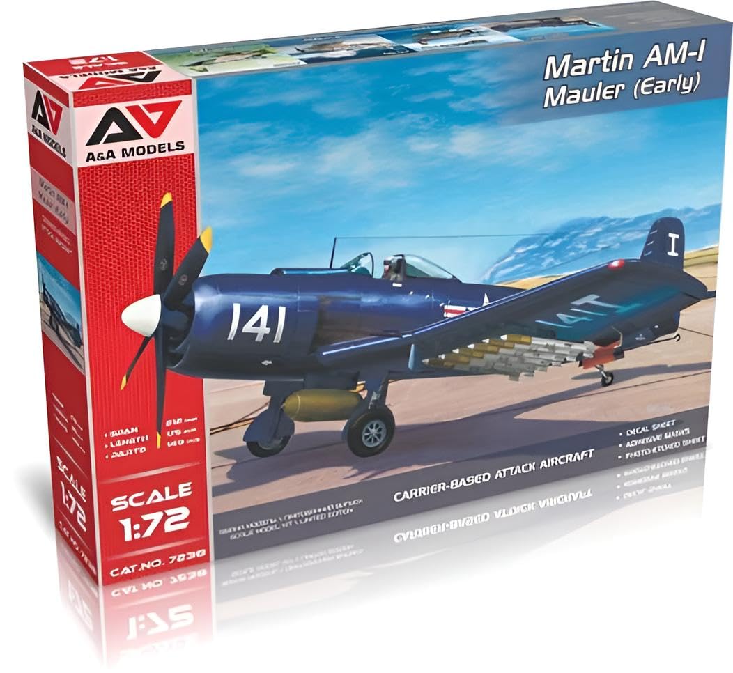 

Modelsbit 1/72 scale American Martin AM-1 Mauler Carrier-Based Attack Aircraft, Early Model (A&Amodel Brand) Plastic Model MVA72038