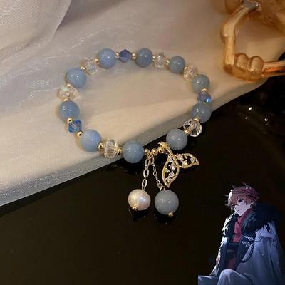 Anime Game Genshin Impact Bracelet Tartaglia Childe Cosplay Women Crystal Beads  Pendant Bracelets Jewelry Party Accessories