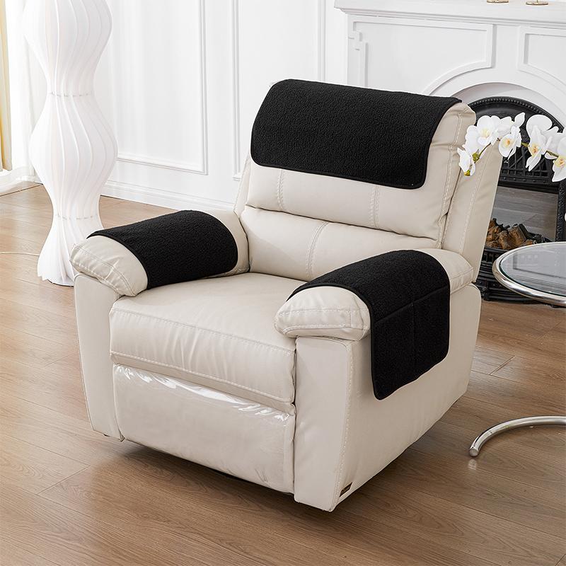 3Pcs Stretchy Fleece Furniture Sofa Armrest Cover With Pockets Sofa Headrest Towel Velvet Non Slip Couch Chair Arm Protector