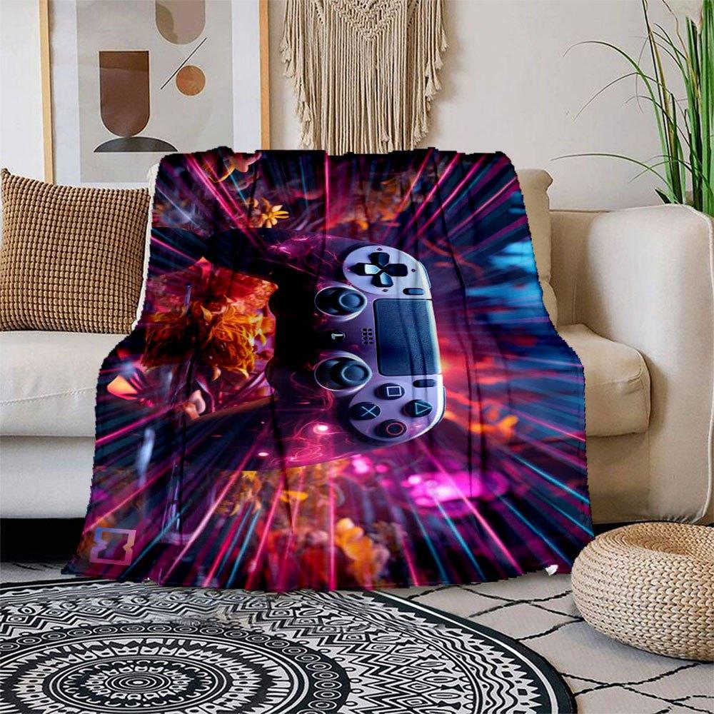 

Vibrant Gaming Controller: Dive into Neon Adventure! Blanket Flannel Throw Blanket for Sofa, Bed, Travel, Camping, Office, Couch, Chair, An 150x180cm