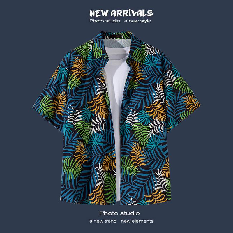 Floral Print Short-sleeved Shirt Beach Suit Summer Lightweight Couple Casual Loose Shorts