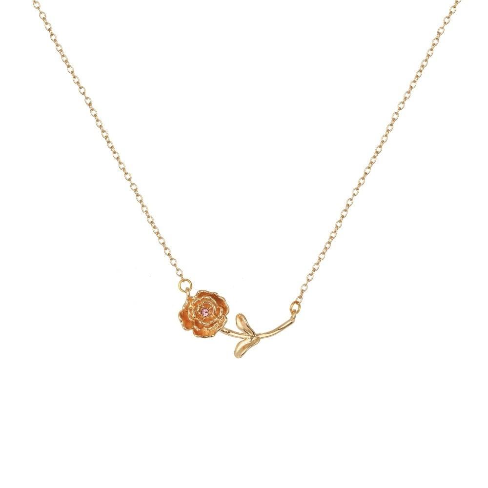 Minimalist Birthstone Necklace Dainty Rhinestone Pendant Necklace Flower Charm Choker  Graduation Oct.
