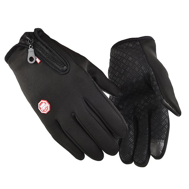 

Men s and Women s Outdoor Touchscreen Cycling Gloves – Non-slip, Water-Repellent, Windproof, Warm, Zippered Fleece. XL чорний