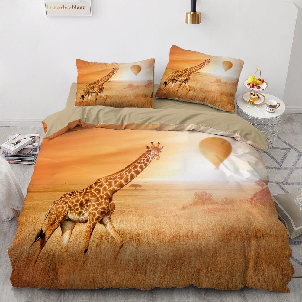 Giraffe Duvet Cover Set King/Queen Size,Tropical Safari Animal Comforter Cover,Funny Giraffe Print Bedding Set for Kids Teens