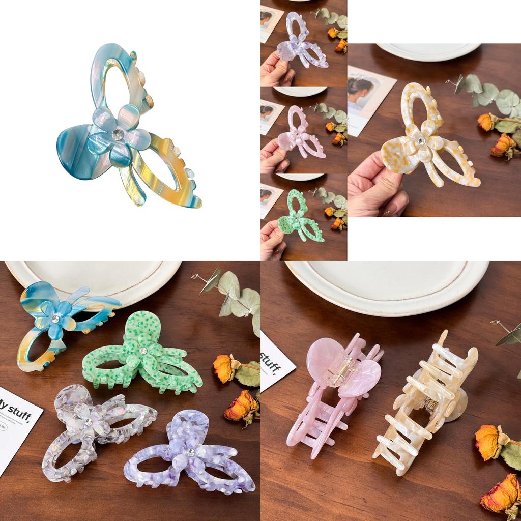 Stylish Oversized Acetate Hair Claw Clip Featuring Charming Floral Embellishments For Women