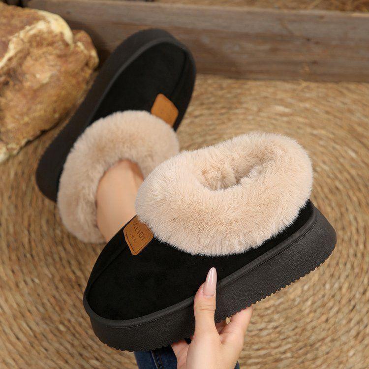 Bag heel cotton slippers women's autumn and winter 2025 warm indoor home thick sole plush outer wear confinement shoes men