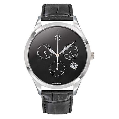 Urban Chronograph Leather Strap Black Dial Quartz H411CHLNM Men's Watch