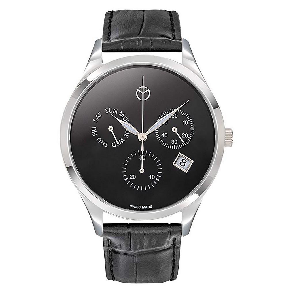 

Мужские кварцевые часы Mathey-Tissot Urban Chronograph с кожаным ремешком и черным циферблатом H411CHLNM чёрный