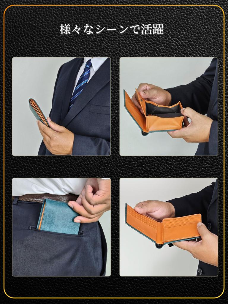 Fabrizio Zweifach gefaltete Geldbörse mit Münzfach, leicht herzustellen aus italienischem Leder von Top Leather, große Geldbörse aus echtem Leder für Herren, Kastenform, Portemonnaie. Dünn, Weich, Benutzen.