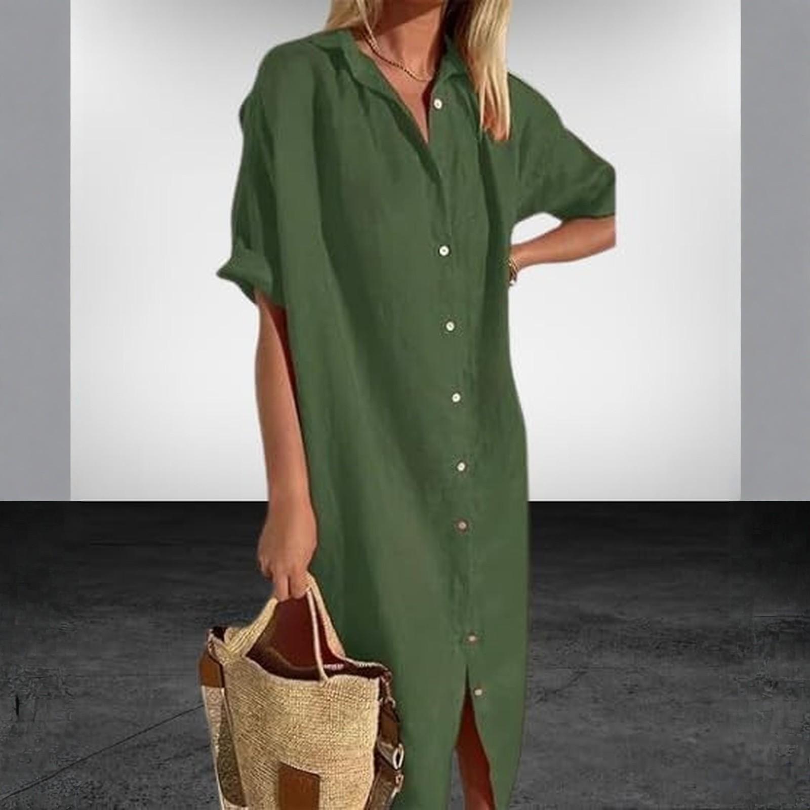 

Свободное платье с V-образным вырезом для женской моды XXL зелёный