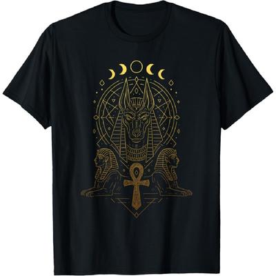 Anubis Géométrie Sacrée Ankh Sphinx Égypte Ancienne T-Shirt