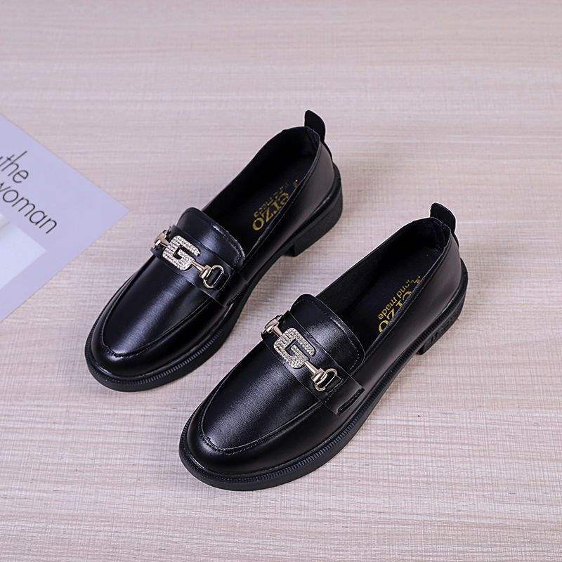 Women's Small Leather Shoes Women's British Style Women's Shoes Small Fragrant Style Soft Sole One Pedal Spring and Autumn Students