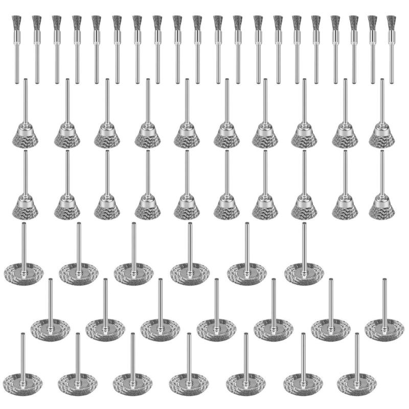 

60PCS Rotating Tool Wire Brush Set Industrial Metal Polishing Brush for Drill Tool Rust Paint Removal Cleaning Tool 1