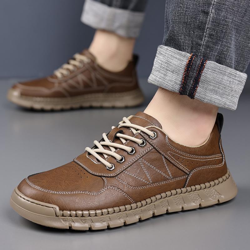 Fashion Fashion Lace Up Mens Casual Shoes Lightweight Leather Man Treking footwear Board Shoes Outdoor Sports Sneakers Hiking Trainers