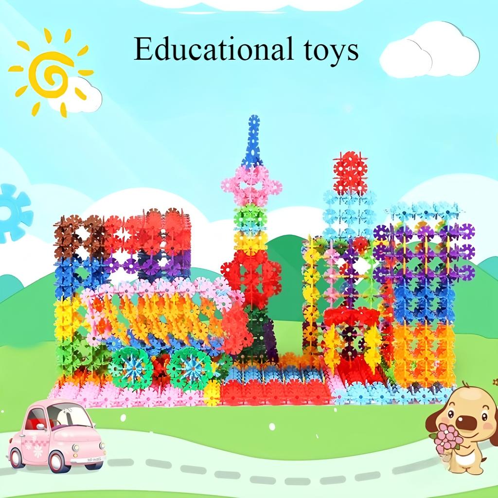 Children's early education insert bag Snowflake building block set, children's educational building blocks, children's DIY toys