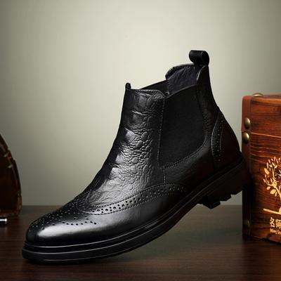 Fashion British Style Mens Chelsea Boots Genuine Leather Elegant Ankle Boots Fashion High Top Walking Shoes New Design Motorcycle Botas