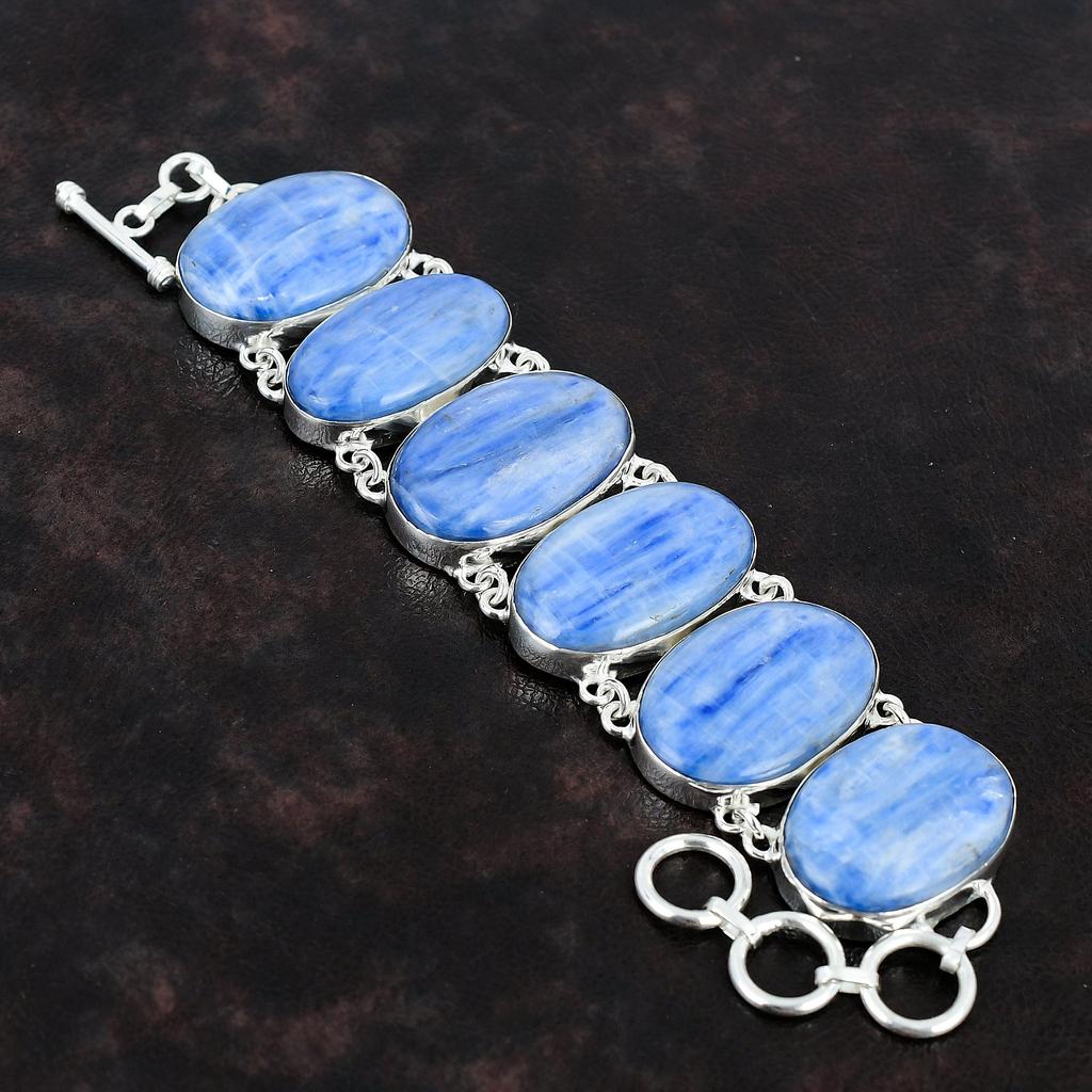 Kyanite Gemstone Bracelet 925 Sterling Silver Bracelet Adjustable Chain Bracelet Handmade Silver Jewelry Gift For Men Latest Design Bracelet