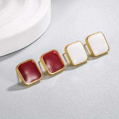 Boucles d'oreilles carrées tendance, Boucles d'oreilles en or vintage, Boucles d'oreilles simples, Sens haut de gamme, Design de niche, Boucles d'oreilles avec goutte de colle