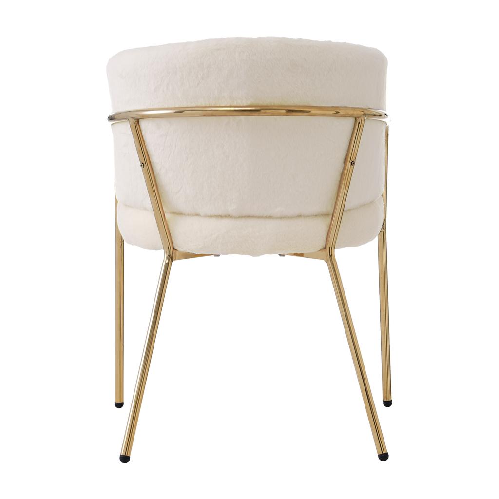 Leisure Chair, Set of 6, Dressing Chair, Light Luxury, with Four Metal Support Legs, Imitation Rabbit Down, White[OLD SKU:WF317938AAB-6]