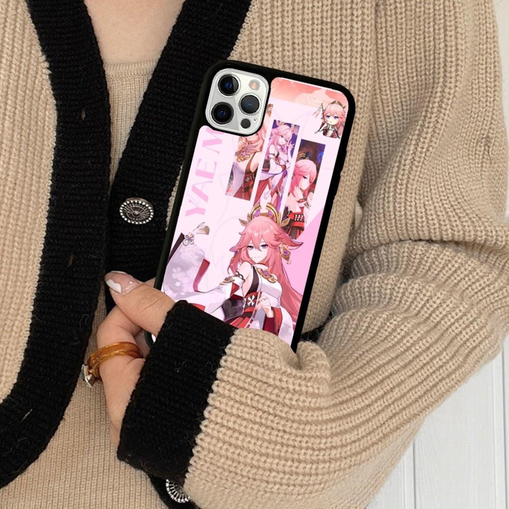 

Genshin Impact Yae Miko Phone Case Silicone PC+TPU For For iPhone 11 12 13 14 15 16 Plus Pro Max Cover iPhone 12 Pro